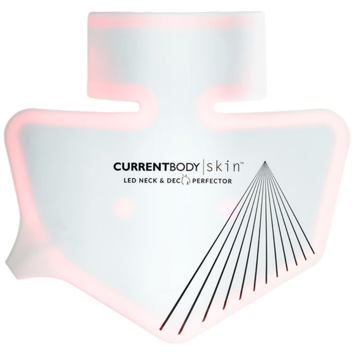 CurrentBody Skin LED Neck & Dec Perfector 1 stk for fastere hud hvit formet silikonmaske med rød LED-belysning