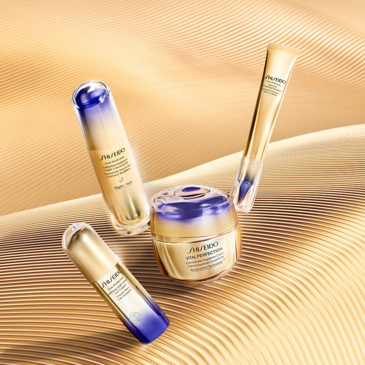 Shiseido Vital Perfection Concentrated Supreme Cream 50 ml ansiktskrem og hudpleieserie i gull og lilla