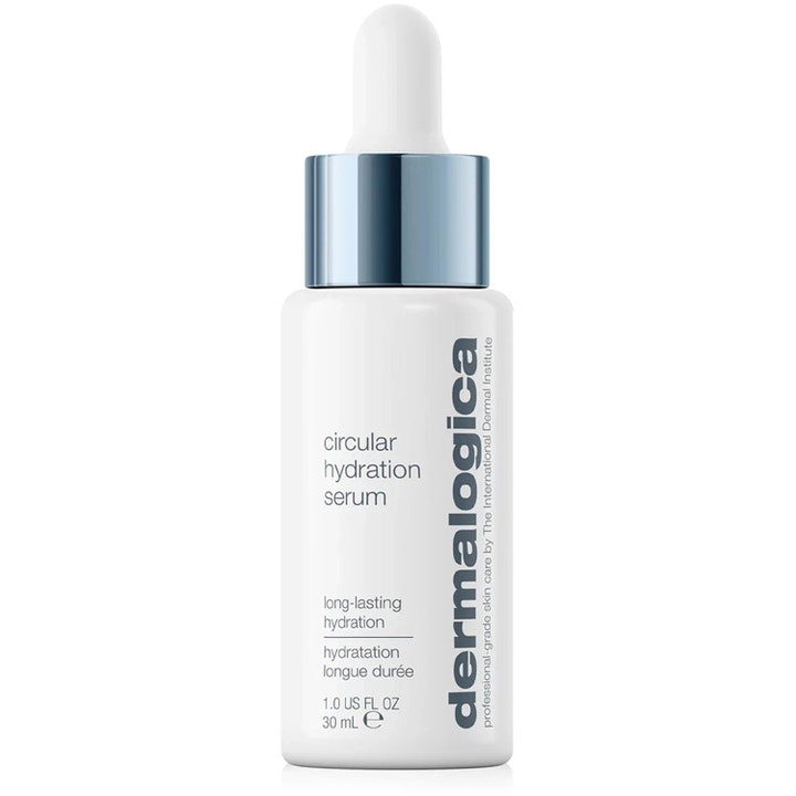 Dermalogica Circular Hydration Serum 30 ml fuktighetsgivende serum i hvit flaske med sølvfarget kork og hvit pipette