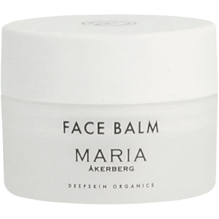 Maria Åkerberg Face Balm 50 ml nærende ansiktsbalm i hvit krukke med hvitt lokk og minimalistisk sort tekst