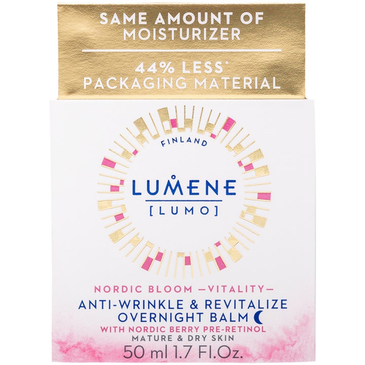 Lumene Nordic Bloom Vitality Overnight Balm 50 ml revitaliserende nattkrem i hvit og rosa ytteremballasje