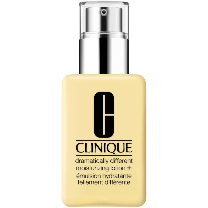 Clinique Dramatically Different Moisturizing Lotion+ fuktighetsgivende ansiktskrem i gul flaske med sølvpumpe