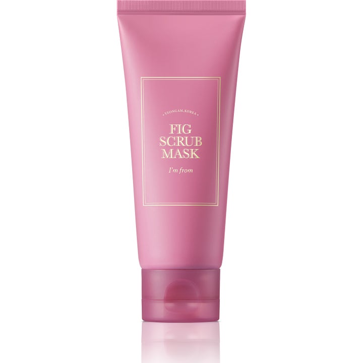 I'm From Fig Scrub Mask 100ml eksfolierende ansiktsmaske som gir glød i en matt rosa tube med gulldetaljer.