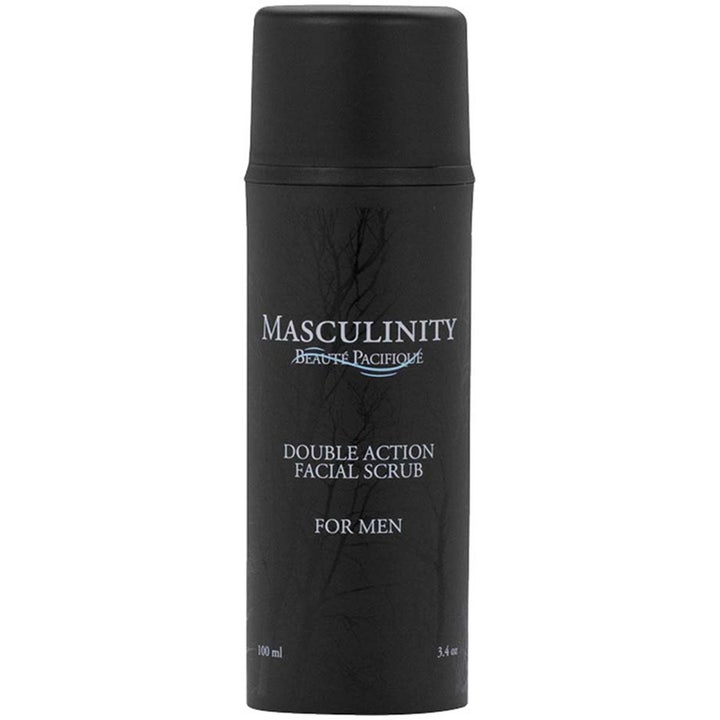Beauté Pacifique Masculinity Double Action Facial Scrub 100 ml dyprensende ansiktsskrubb i en matt svart flaske