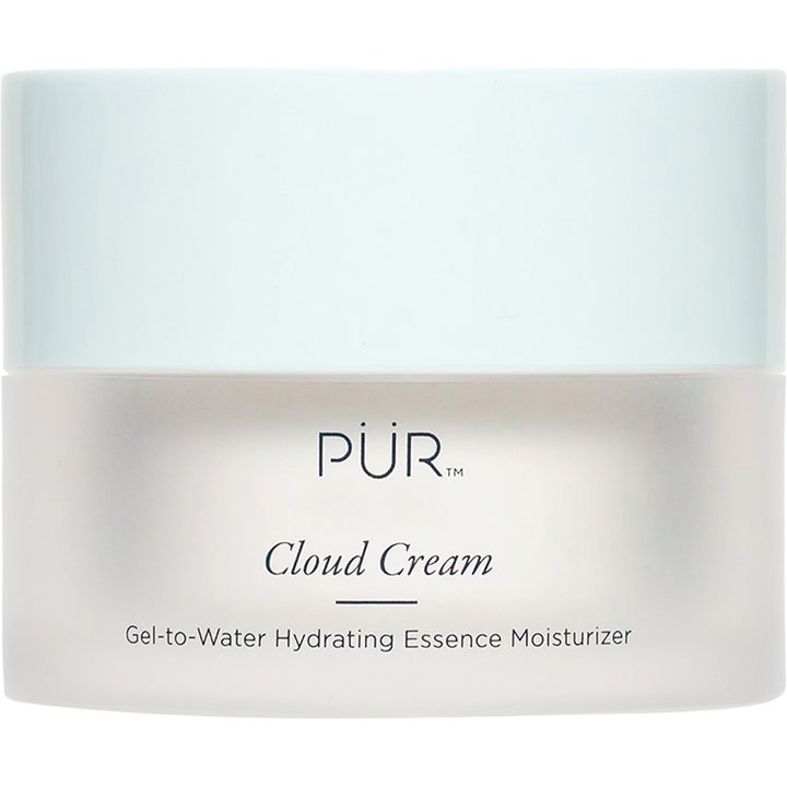 PÜR Cloud Cream 50 ml fuktighetsgivende ansiktskrem i en frostet krukke med lyseblått lokk som gir glød.