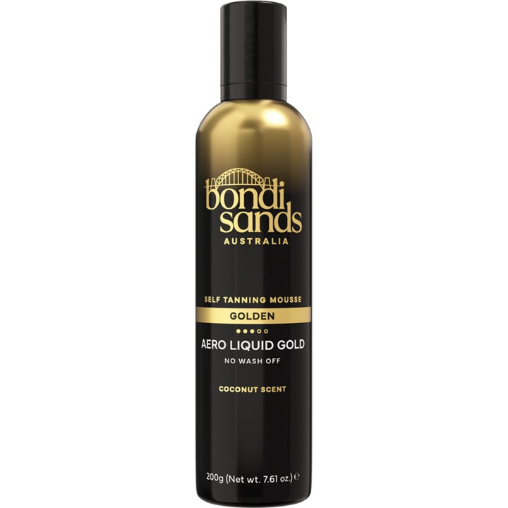Bondi Sands Aero Liquid Gold 225ml fuktighetsgivende selvbruningsskum i svart flaske med elegante gulldetaljer
