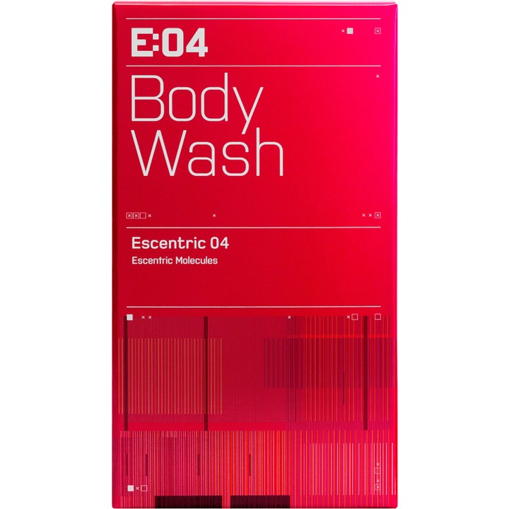 Escentric Molecules Escentric 04 Body Wash 200 ml rengjørende dusjsåpe i en ceriserød eske med hvit tekst