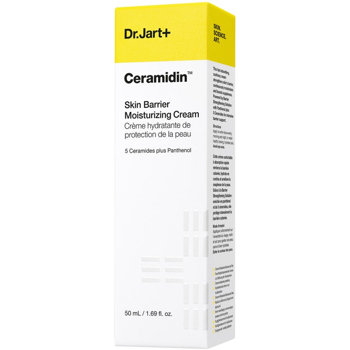 Dr.Jart+ Ceramidin Skin Barrier Moisturizing Cream 50 ml ansiktskrem i gul og hvit eske som styrker hudbarrieren