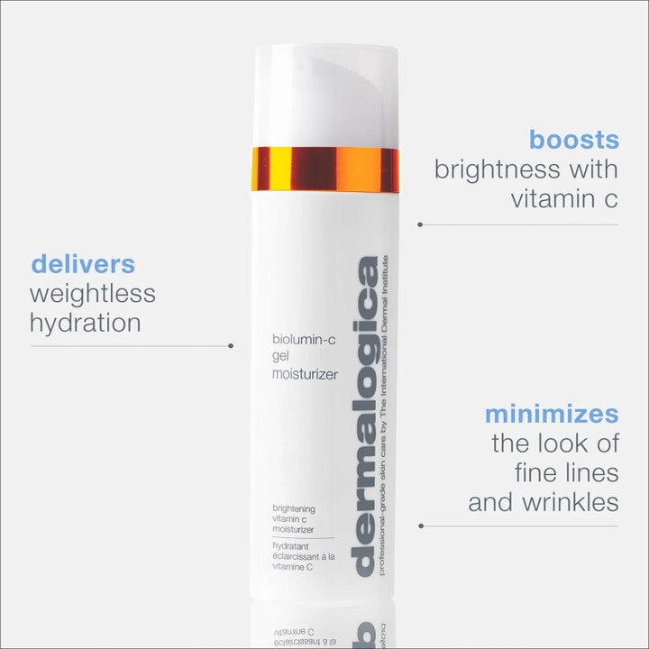 Dermalogica BioLumin-C Gel Moisturizer 50 ml lysnende ansiktskrem i hvit pumpeflaske som gir vektløs fukt og glød.