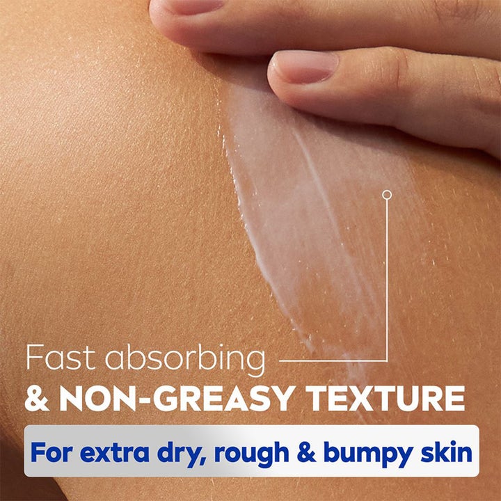 NIVEA Repair & Care Body Cream 400 ml har en lett konsistens som raskt absorberes av ekstra tørr og ru hud.