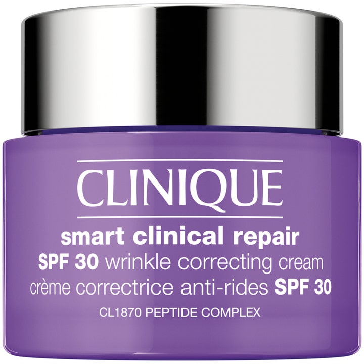 Clinique Smart Clinical Repair SPF 30 Wrinkle Correcting Cream ansiktskrem mot rynker i lilla krukke med sølvlokk