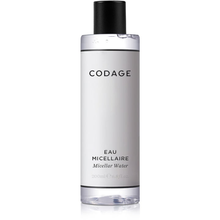 Codage Eau Micellaire 200 ml rensende micellar water i klar flaske med hvit etikett og svart kork