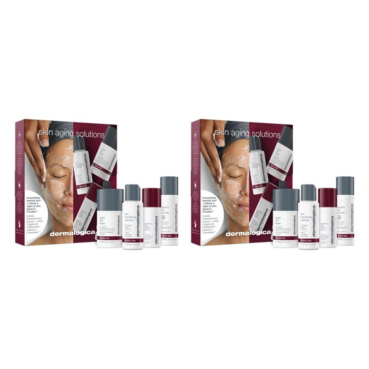 Dermalogica Skin Aging Solutions sett for voksen hud i hvit emballasje med grå og lilla detaljer