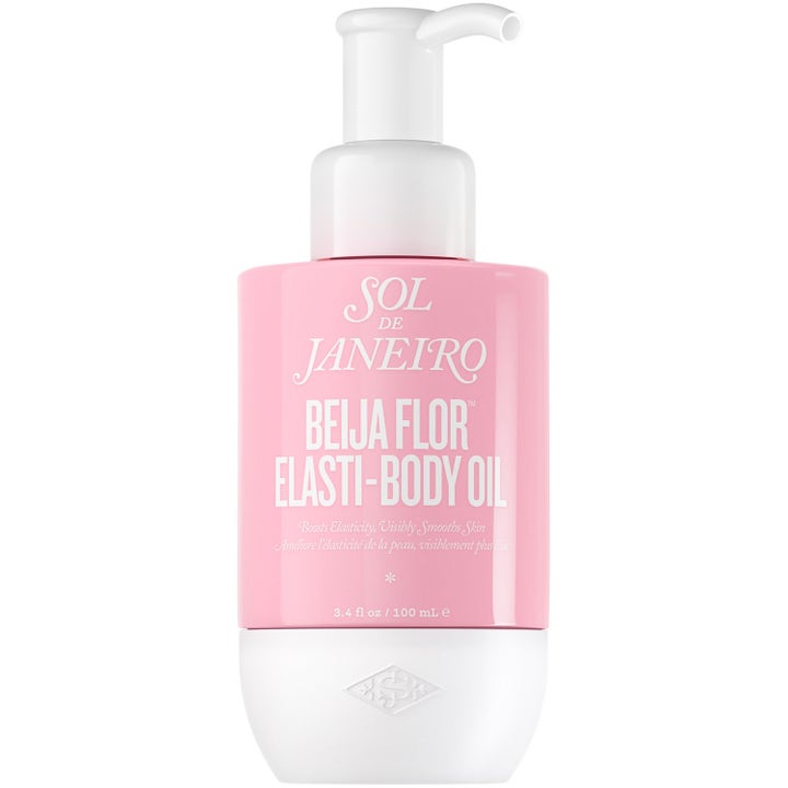 Sol de Janeiro Beija Flor Elasti-Body Oil 100 ml kroppsolje i lyserosa pumpeflaske som gir elastisitet.