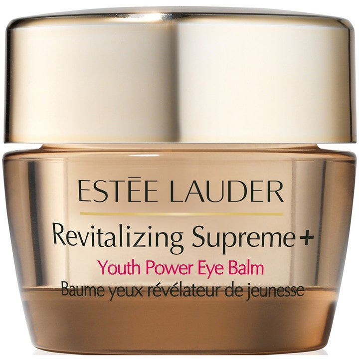 Estée Lauder Revitalizing Supreme+ Youth Power Eye Balm 15 ml øyekrem i en gyllen glasskrukke med gullokk.