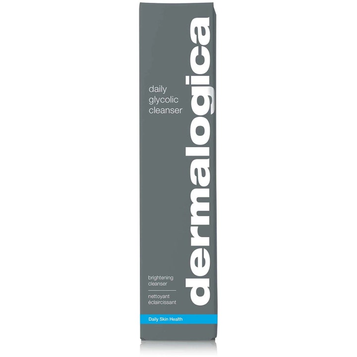 Dermalogica Daily Glycolic Cleanser 150 ml ansiktsrens for glød i grå eske med hvit tekst og blått bånd.