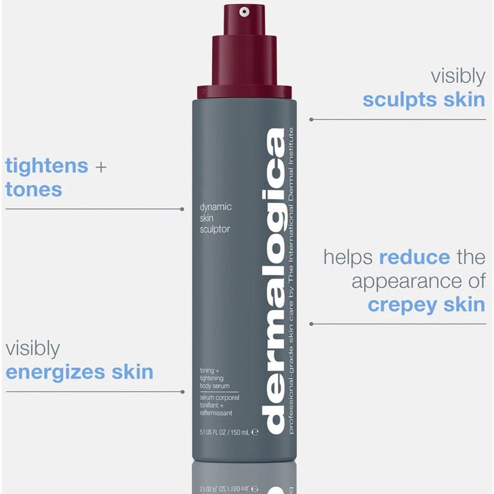 Dermalogica Dynamic Skin Sculptor 150 ml oppstrammende kroppsserum i grå flaske med vinrød pumpe