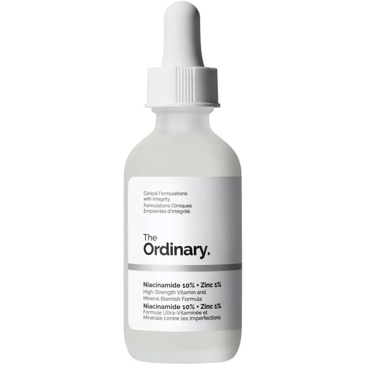 The Ordinary Niacinamide 10% + Zinc 1% 30ml ansiktsserum mot urenheter i frostet glassflaske med hvit pipette