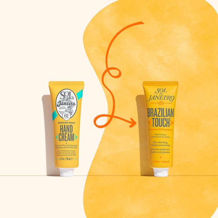 Sol de Janeiro Brazilian Touch Hand Cream 50 ml i gul tube som gir fuktighet med Cheirosa 62 duft.