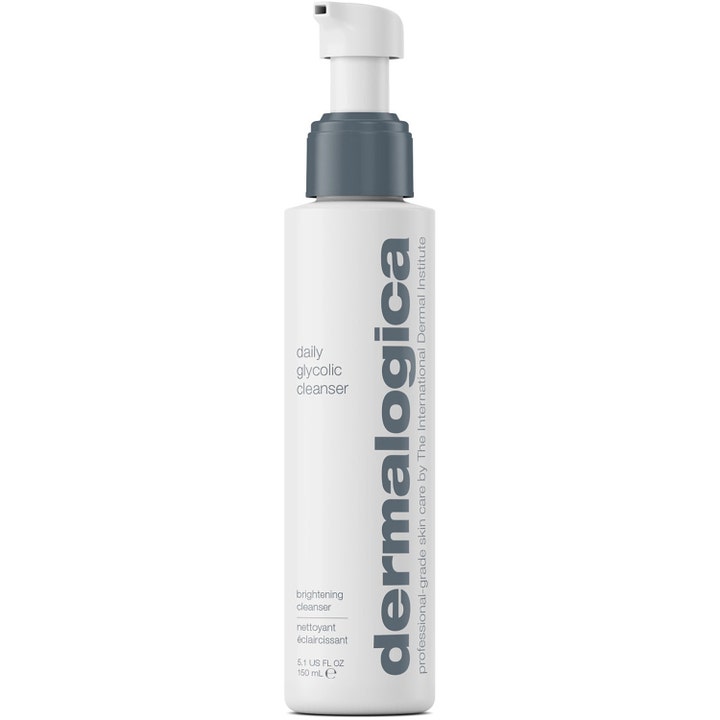 Dermalogica Daily Glycolic Cleanser 150 ml eksfolierende ansiktsrens i hvit pumpeflaske med grå detaljer