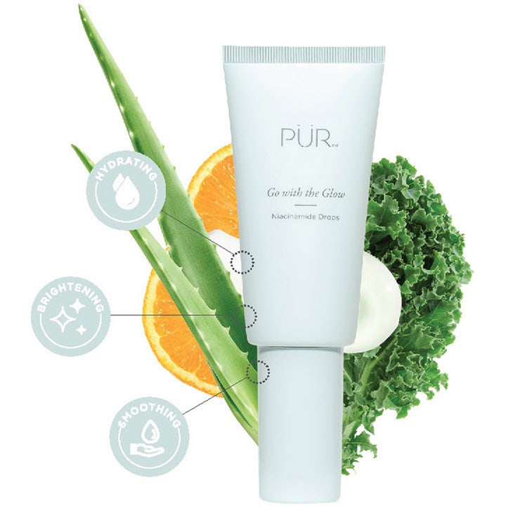 PÜR Go With The Glow Niacinamide Drops 30 ml serum i hvit tube med fuktgivende aloe vera, appelsin og grønnkål
