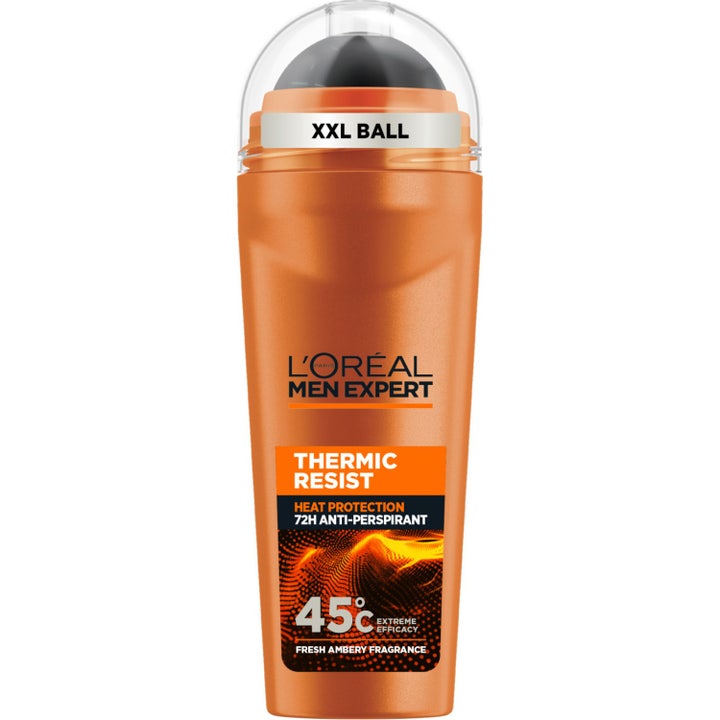 L'Oréal Men Expert Thermic Resist 50 ml antiperspirant gir varmebeskyttelse i oransje flaske med stor sort kule.