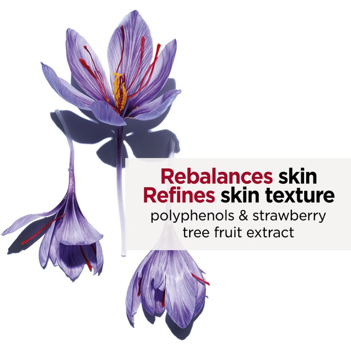 Clarins Hydra-Essentiel Bi-Phase Serum 30 ml ansiktsserum med lilla blomster som rebalanserer og forfiner hudtekstur.