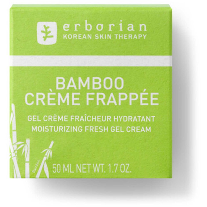 Erborian Bamboo Crème Frappée 50 ml fuktighetsgivende ansiktskrem i grønn eske med hvit tekst og bambusmotiv